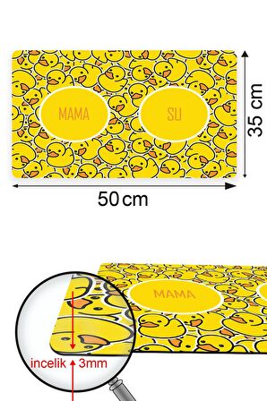 Sarı Ördek Köpek Mama Altlığı Mama Paspası Köpek Mama Eğitim Paspası 50x35cm