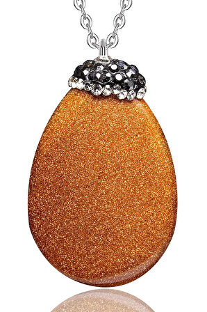 Sertifikalı Zirkonlu Doğal Kahverengi Jasper Yıldız Taşı Kolye