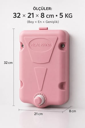 5 Kg Depolu Sıvı Sabunluk | Büyük Boy Endüstriyel Duvara Monte | Okul, Cami, Fabrika, Toplu Kullanım - Pembe