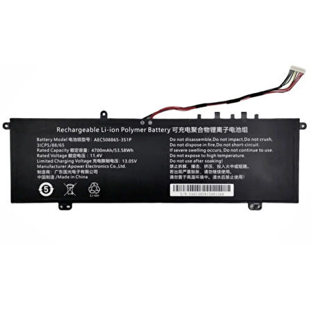 Monster Huma H5 V3.1 Series Notebook 13.5 V 53.58Wh Batarya – Orjinal Uyumlu, Yüksek Performanslı