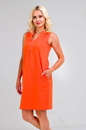 Bold & Young Kadın Cepli 3/4 Kol Çekmez Omuz Büzgülü A Pli Pamuklu Dokuma Kumaş Efsane Elbise