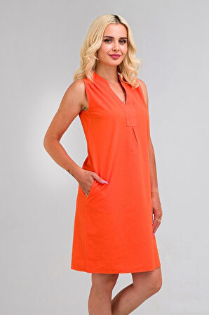 Bold & Young Kadın Cepli 3/4 Kol Çekmez Omuz Büzgülü A Pli Pamuklu Dokuma Kumaş Efsane Elbise