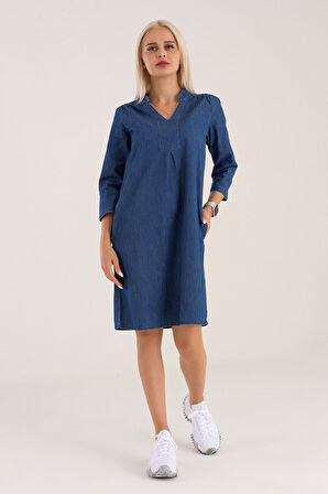 Bold & Young Cepli Yıkanmış Pamuk Likralı Elbise