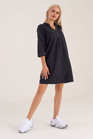 Bold & Young Cepli Yıkanmış Pamuk Likralı Elbise