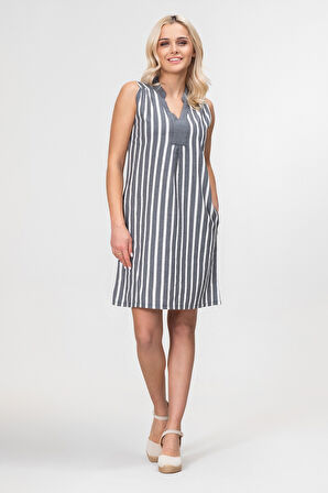 Cepli Yıkanmış Pamuk Likralı Elbise