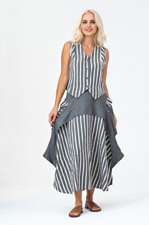 Kadın Bleach Yıkama  Lyocell İnce Denim Kumaş Kot Yelek