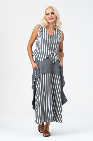 Kadın Bleach Yıkama  Lyocell İnce Denim Kumaş Kot Yelek