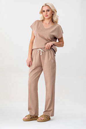 BOLD & YOUNG Kadın Günlük Düşük Kollu Pamuklu Tişört