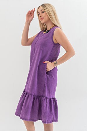 Bold & Young Cepli Kolsuz Pamuklu Dokuma Elbise