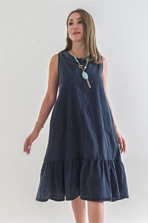 Bold & Young Cepli Kolsuz Pamuklu Dokuma Elbise