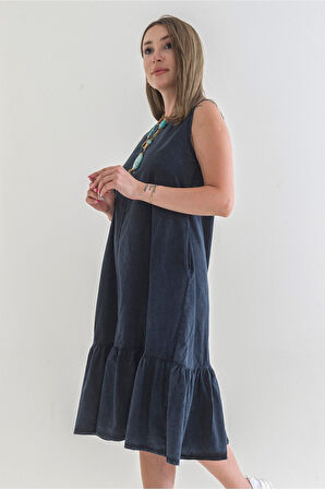 Bold & Young Cepli Kolsuz Pamuklu Dokuma Elbise