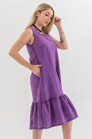 Bold & Young Cepli Kolsuz Pamuklu Dokuma Elbise