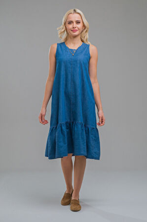 Bold & Young Cepli Kolsuz Pamuklu Dokuma Elbise