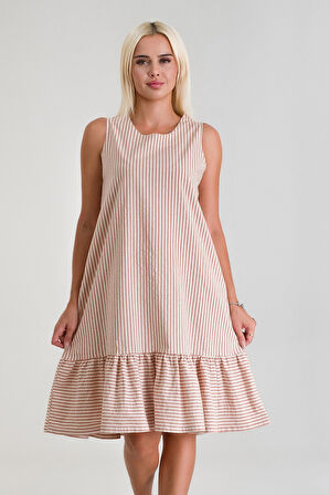 Bold & Young Cepli Kolsuz Pamuklu Dokuma Elbise