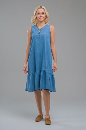 Bold & Young Cepli Kolsuz Pamuklu Dokuma Elbise