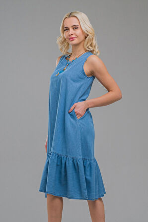 Bold & Young Cepli Kolsuz Pamuklu Dokuma Elbise