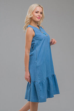 Bold & Young Cepli Kolsuz Pamuklu Dokuma Elbise