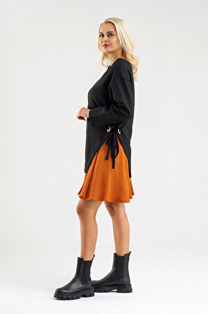 Bold&Young Kadın Aerobin Kumaş Kuş Gözü Detaylı Çelik Kumaş Elbise