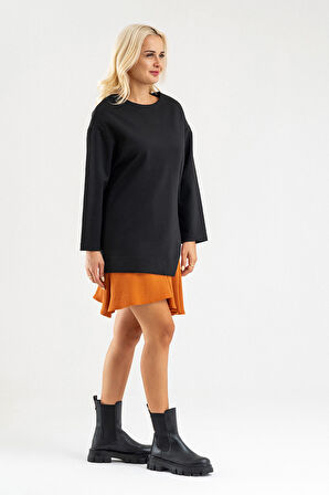 Bold&Young Kadın Aerobin Kumaş Kuş Gözü Detaylı Çelik Kumaş Elbise