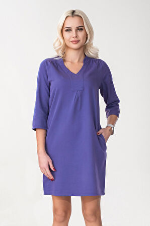 Bold & Young Kadın Siyah Renk Cepli Dik Yakalı Kuşaklı Cepli Pamuklu Gömlek Elbise