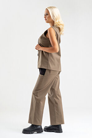 Bold & Young Kadın Asimetrik Kesim Çıtçıtlı Likralı Pamuklu Yelek