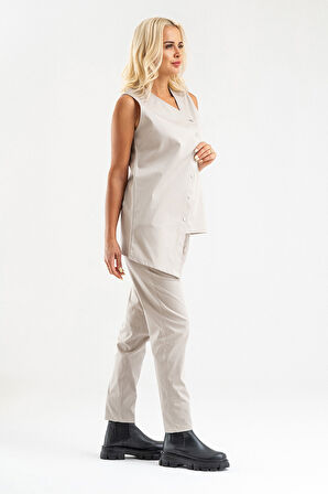 Bold & Young Kadın Asimetrik Kesim Çıtçıtlı Likralı Pamuklu Yelek