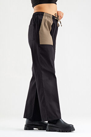 Bold & Young Kadın Beli Lastikli Kordonlu Kombinli Dört Cepli Likralı Pamuklu Pantolon