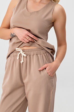 Bold & Young Kadın Çift Cepli Beli Lastikli Kordonlu Pantolon