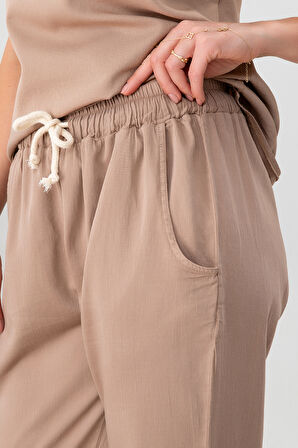 Bold & Young Kadın Çift Cepli Beli Lastikli Kordonlu Pantolon