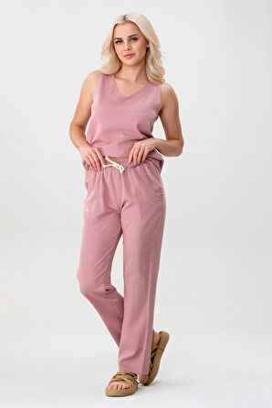 Bold & Young Kadın Çift Cepli Beli Lastikli Kordonlu Pantolon