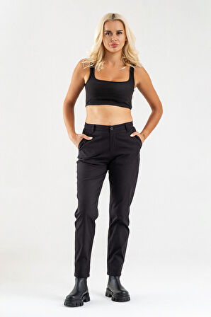 Bold & Young Kadın Likralı Pamuklu Kumaş Yandan Cepli Pantolon