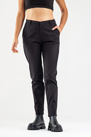 Bold & Young Kadın Likralı Pamuklu Kumaş Yandan Cepli Pantolon