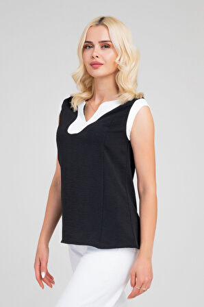 Bold & Young Kadın V Yakalı Yaka Kol Kombinli Aerobin Kumaş Atlet