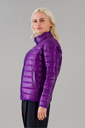 Bold & Young Kadın Dik Yaka Flato Cepli Su Geçirmez Silikon Elyaflı Şişme Dik Yaka Mont