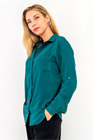 Bold & Young Kadın Ön Arka Oval Viskon Gömlek