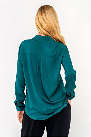 Bold & Young Kadın Ön Arka Oval Viskon Gömlek