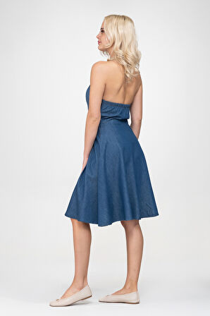 Bold & Young Kadın Cepli Boyundan Bağlamalı Arka Lastikli Elbise