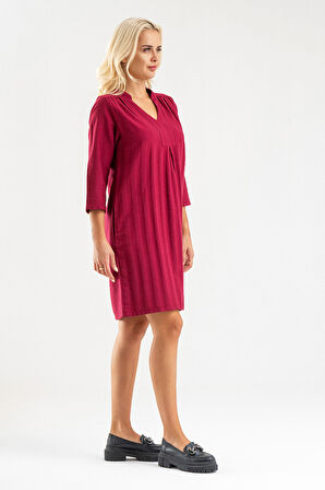 Cepli Yıkanmış Pamuk Likralı Elbise