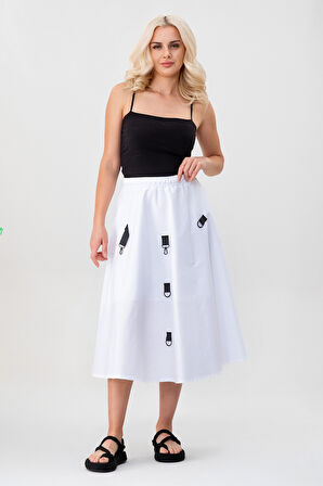 Bold & Young Kadın Tokalı Cepli Beli Lastikli Etek