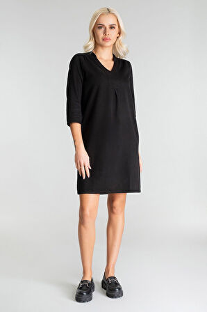 Cepli Yıkanmış Pamuk Likralı Elbise