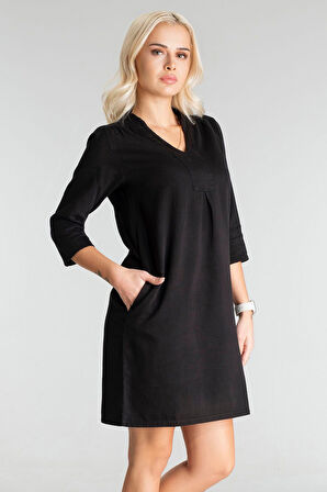 Cepli Yıkanmış Pamuk Likralı Elbise