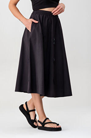 Bold & Young Kadın Tokalı Cepli Beli Lastikli Etek