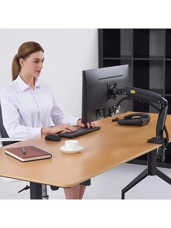Luve Store NB F80 Gazlı Amortisörlü Tek Kollu Monitör Standı 17-27 İnç Hareketli Masaüstü Monitör Kolu VESA Uyumlu