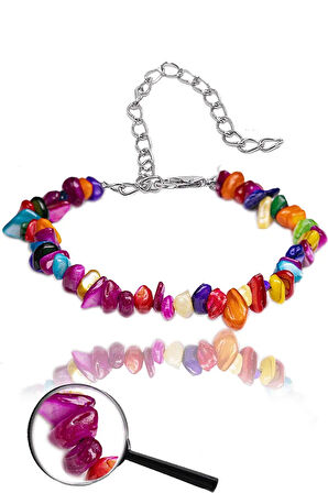 Sertifikalı Renkli Sedef Kırık Doğal Taşlı Bileklik 1.kalite (ABD)