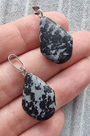 Sertifikalı Piramit Model Karlı Obsidyen Taşı Kolye