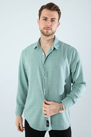  Mevsimlik Keten Dokulu Uzun Kollu Oversize Erkek Gömlek(ÜRÜN GENİŞ KALIPDIR)