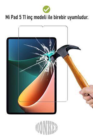 Monkermonker Xiaomi Mi Uyumlu Pad 5 11 İnç Temperli Ekran Koruyucu Kırılmaz Cam