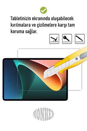 Monkermonker Xiaomi Mi Uyumlu Pad 5 11 İnç Temperli Ekran Koruyucu Kırılmaz Cam