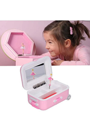 Bavul Görünümlü Takı Kutusu, Plastik  Süs Valiz, Müzik Kutusu