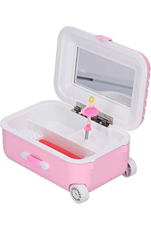 Bavul Görünümlü Takı Kutusu, Plastik  Süs Valiz, Müzik Kutusu